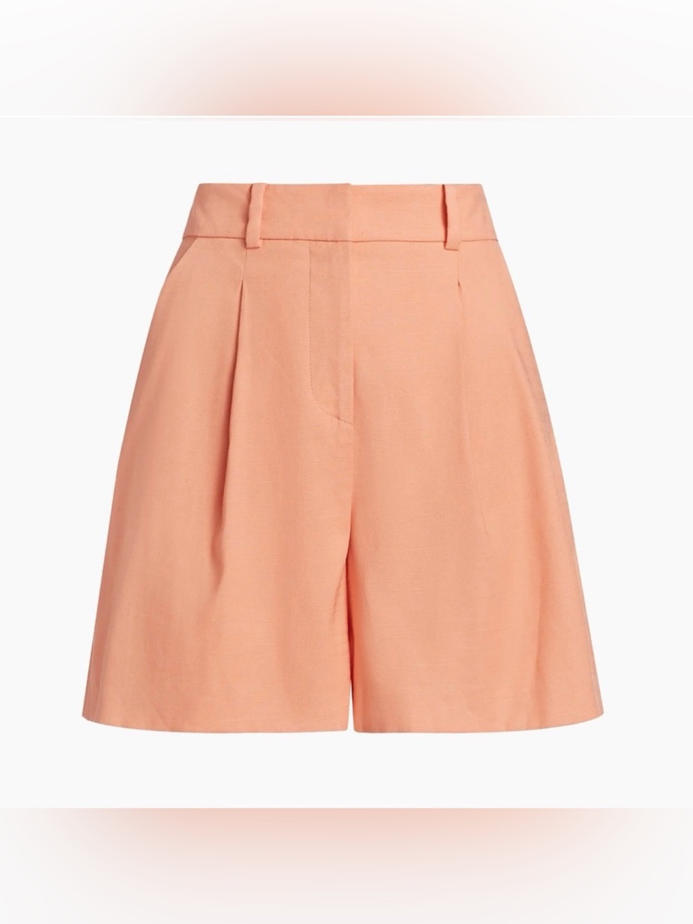 VERONICA BEARD Noemi high waisted linen blend shorts in coral 10